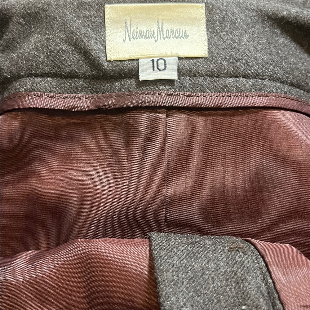 Neiman Marcus Brown Midi Lined Wool Skirt Size 10 - Picture 4 of 5